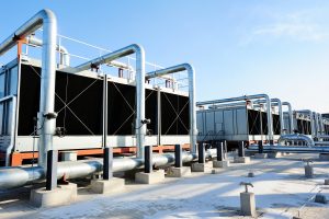 Cooling towers on contiuum commercial HVAC managed building